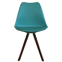 Fusion Living Soho Teal Plastic Dining Chair With Pyramid Dark Wood Legs - thumbnail 7