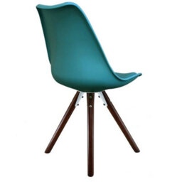 Fusion Living Soho Teal Plastic Dining Chair With Pyramid Dark Wood Legs - thumbnail 5