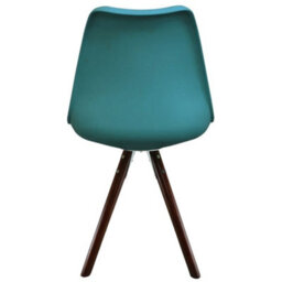 Fusion Living Soho Teal Plastic Dining Chair With Pyramid Dark Wood Legs - thumbnail 3
