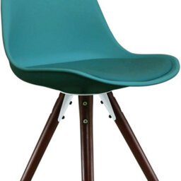 Fusion Living Soho Teal Plastic Dining Chair With Pyramid Dark Wood Legs - thumbnail 6
