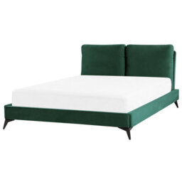 Beliani Bed Velvet Melle 140 X 200 Cm (Eu Double) Emerald Green - thumbnail 1
