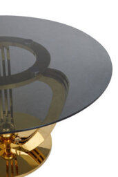 Premier Housewares Interiors By Premier Grey Tempered Glass Dining Table, Brushed Gold Stainless Steel Frame, Modern Cross-Brace Design Dining Table - thumbnail 2