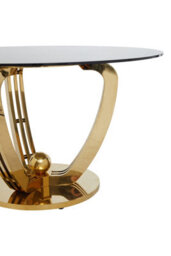 Premier Housewares Interiors By Premier Grey Tempered Glass Dining Table, Brushed Gold Stainless Steel Frame, Modern Cross-Brace Design Dining Table - thumbnail 4