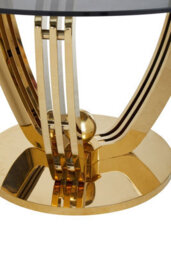Premier Housewares Interiors By Premier Grey Tempered Glass Dining Table, Brushed Gold Stainless Steel Frame, Modern Cross-Brace Design Dining Table - thumbnail 5