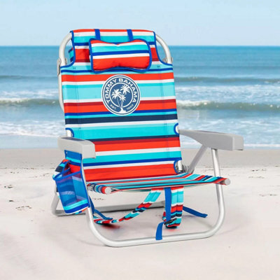 Xample Tommy Bahama Backpack Beach Chair Red 5 Position Reclining Aluminium Frame Portable Foldable Outdoor Chair With Storage - image 1