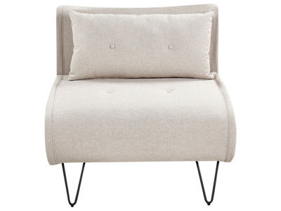 Wyld And Coco Glamour Small Sofa Bed - Light Beige Fabric, 1-Seater Armless Fold-Out Sleeper With Cushion, Black Metal Legs - image 1