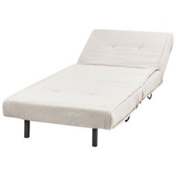 Wyld And Coco Glamour Small Sofa Bed - Light Beige Fabric, 1-Seater Armless Fold-Out Sleeper With Cushion, Black Metal Legs - thumbnail 5