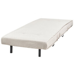 Wyld And Coco Glamour Small Sofa Bed - Light Beige Fabric, 1-Seater Armless Fold-Out Sleeper With Cushion, Black Metal Legs - thumbnail 6