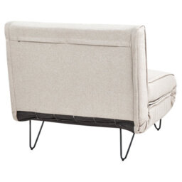 Wyld And Coco Glamour Small Sofa Bed - Light Beige Fabric, 1-Seater Armless Fold-Out Sleeper With Cushion, Black Metal Legs - thumbnail 7
