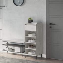 Berkfield Shoe Rack Concrete Grey 40X36X105 Cm Engineered Wood - thumbnail 1