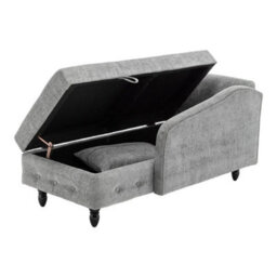 Single Seater Sofa Bed - Grey Chenille Fabric Chaise Lounge Bed With Storage - thumbnail 1