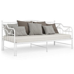 Berkfield Pull-Out Sofa Bed Frame White Metal 90X200 Cm - thumbnail 4