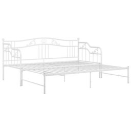 Berkfield Pull-Out Sofa Bed Frame White Metal 90X200 Cm - thumbnail 6