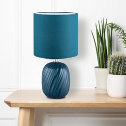 Albury Swirl Round Gloss Dark Blue Table Lamp - thumbnail 7