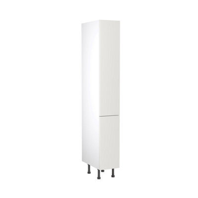 Kitchen Kit Larder Tall Unit With Pull Out Storage 300mm W/ Slab Cabinet Door - Super Gloss White - image 1