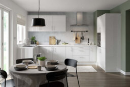 Kitchen Kit Larder Tall Unit With Pull Out Storage 300mm W/ Slab Cabinet Door - Super Gloss White - thumbnail 2