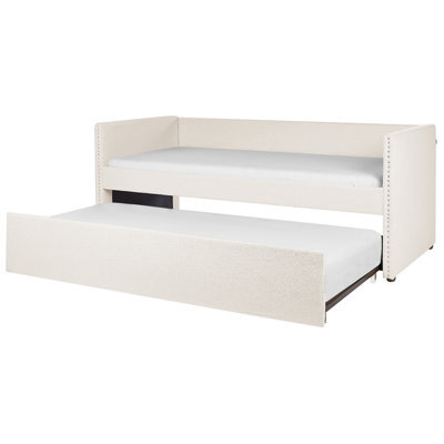 Beliani Trundle Bed Boucle Troyes 90 X 200 Cm (Eu Single) Light Beige - image 1