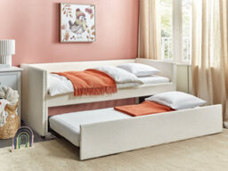 Beliani Trundle Bed Boucle Troyes 90 X 200 Cm (Eu Single) Light Beige - thumbnail 2