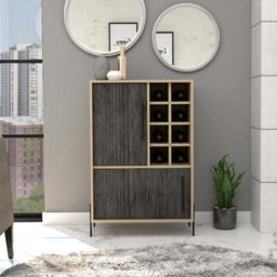 Core Products Harvard 2 Door Drinks Bar - Washed Oak And Wood Grain Grey Effect, H94.1Cm X W63.5Cm X D34.0Cm - thumbnail 8
