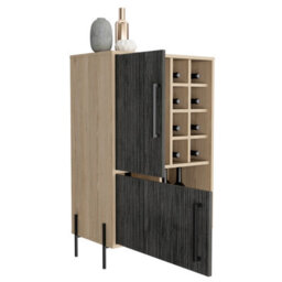 Core Products Harvard 2 Door Drinks Bar - Washed Oak And Wood Grain Grey Effect, H94.1Cm X W63.5Cm X D34.0Cm - thumbnail 3