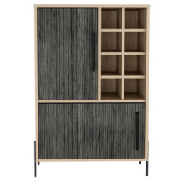 Core Products Harvard 2 Door Drinks Bar - Washed Oak And Wood Grain Grey Effect, H94.1Cm X W63.5Cm X D34.0Cm - thumbnail 2