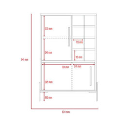 Core Products Harvard 2 Door Drinks Bar - Washed Oak And Wood Grain Grey Effect, H94.1Cm X W63.5Cm X D34.0Cm - thumbnail 5