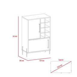 Core Products Harvard 2 Door Drinks Bar - Washed Oak And Wood Grain Grey Effect, H94.1Cm X W63.5Cm X D34.0Cm - thumbnail 4