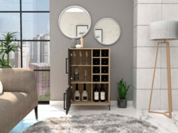 Core Products Harvard 2 Door Drinks Bar - Washed Oak And Wood Grain Grey Effect, H94.1Cm X W63.5Cm X D34.0Cm - thumbnail 7