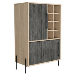 Core Products Harvard 2 Door Drinks Bar - Washed Oak And Wood Grain Grey Effect, H94.1Cm X W63.5Cm X D34.0Cm - thumbnail 6