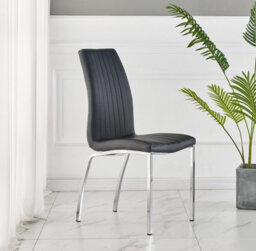 Furnizone UK Milano 4-Seater Grey Glass Dining Table And 4 Modalux Black Faux Leather Chairs - thumbnail 5