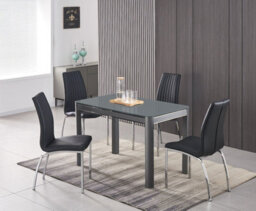 Furnizone UK Milano 4-Seater Grey Glass Dining Table And 4 Modalux Black Faux Leather Chairs - thumbnail 1