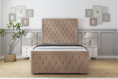 "Sloomy Monroe Mink Naples Bed Frame With 50"" Upholstered Headboard 3' Single" - image 1