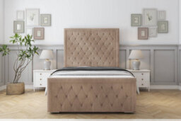 "Sloomy Monroe Mink Naples Bed Frame With 50"" Upholstered Headboard 3' Single"