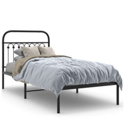 Berkfield Metal Bed Frame Without Mattress With Headboard Black 90X200Cm - thumbnail 2
