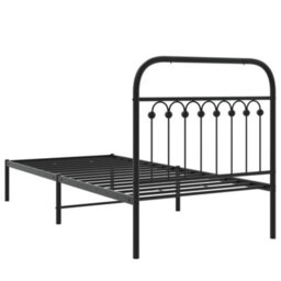 Berkfield Metal Bed Frame Without Mattress With Headboard Black 90X200Cm - thumbnail 6