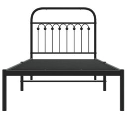 Berkfield Metal Bed Frame Without Mattress With Headboard Black 90X200Cm - thumbnail 4