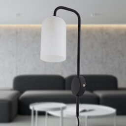 First Choice Lighting Victoria - Black Plug In Wall Light With Frosted Glass Shade - thumbnail 5