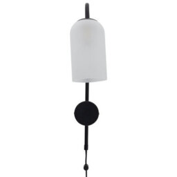 First Choice Lighting Victoria - Black Plug In Wall Light With Frosted Glass Shade - thumbnail 2