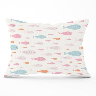 Warren Reed Designer Hand Drawn Swimming Fish Cushions 33Cm X 48Cm
