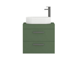 Royal Bathrooms Turin 800mm Wall Mounted Bathroom Vanity Unit With Sink 2 Drawer Matt Green & Lyon Countertop Basin - thumbnail 5