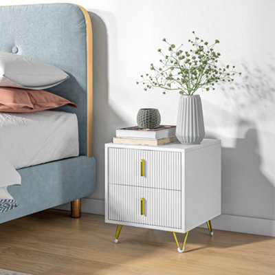 Homcom Bedside Table, Modern Nightstand With Hairpin Legs For Bedroom, White - image 1