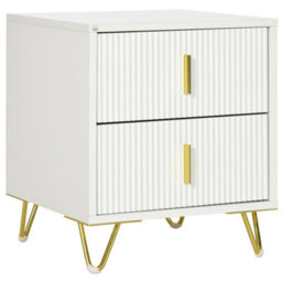 Homcom Bedside Table, Modern Nightstand With Hairpin Legs For Bedroom, White - thumbnail 2