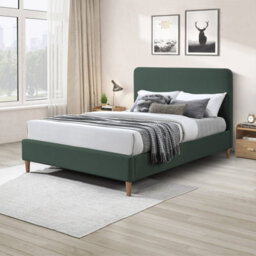 Furniturebox Uk Double Bed - 'romy' Upholstered Green Double Bed Frame Only (No Mattress) - 100% Recycled Eco Fabric - thumbnail 1
