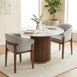 Marcio 4-6 Seater White Ceramic Top Pedestal Round Dining Table Dining Table - 120Cm - Pattern C - thumbnail 9