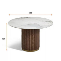 Marcio 4-6 Seater White Ceramic Top Pedestal Round Dining Table Dining Table - 120Cm - Pattern C - thumbnail 6