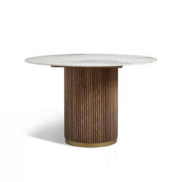 Marcio 4-6 Seater White Ceramic Top Pedestal Round Dining Table Dining Table - 120Cm - Pattern C - thumbnail 2