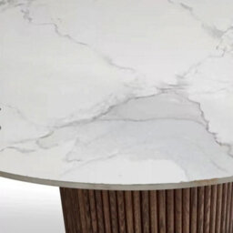 Marcio 4-6 Seater White Ceramic Top Pedestal Round Dining Table Dining Table - 120Cm - Pattern C - thumbnail 4