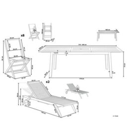 Beliani Garden Dining Set With Loungers 8 Seater Cesana Acacia Wood Light Brown - thumbnail 3