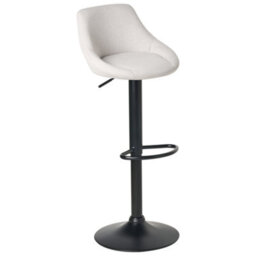 Wyld And Coco Luxeliving Set Of 2 Adjustable Bar Stools Light Grey Fabric Upholstered Seats With Powder-Coated Iron Legs - thumbnail 4