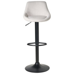 Wyld And Coco Luxeliving Set Of 2 Adjustable Bar Stools Light Grey Fabric Upholstered Seats With Powder-Coated Iron Legs - thumbnail 1